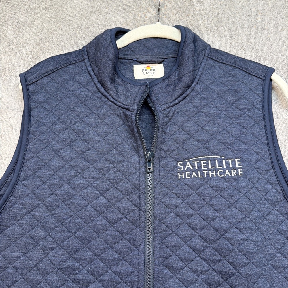 Marine‎ Layer Quilted Vest Navy Full Zip Lightweight Mens Medium